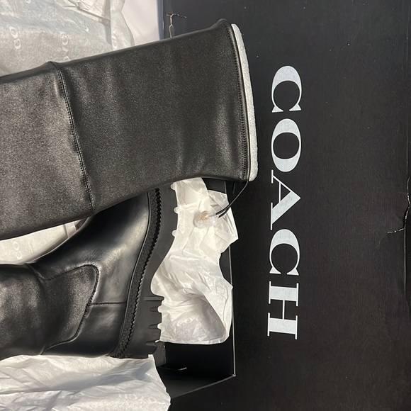 Jolie Coach Black Soft Leather Over Knee Boots - Picture 3 of 9